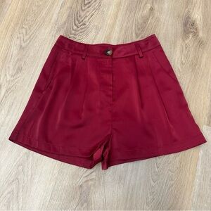 NWT Glam Maroon High Waist Satin Dress Shorts size S